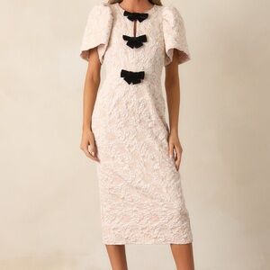 Red Dress Simple Times Ecru Jacquard Midi Dress Size SS / Beige